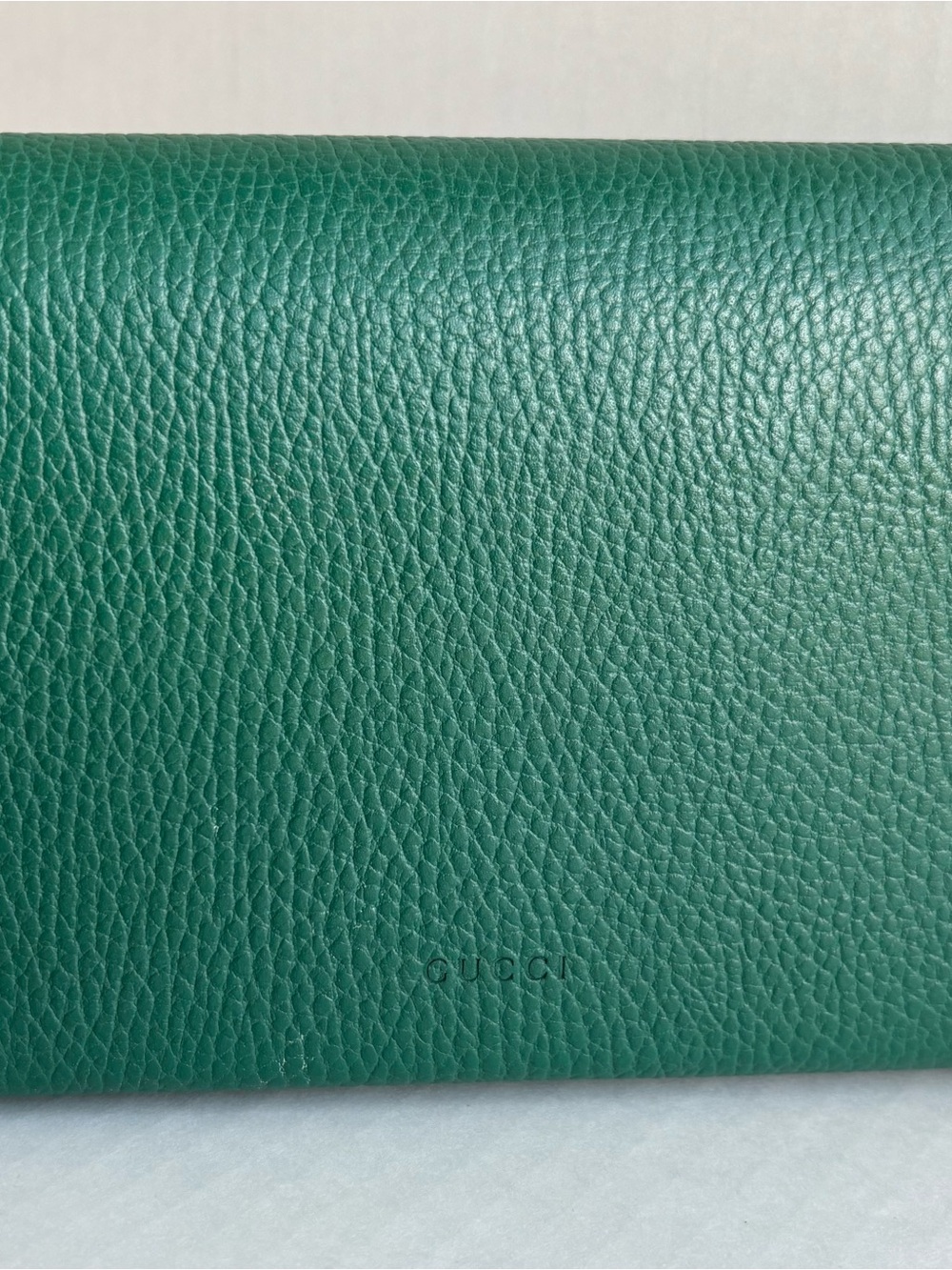 Gucci Dionysus Wallet on Chain Emerald Green Pebbled Leather Crystals Authentic - Picture 7 of 11